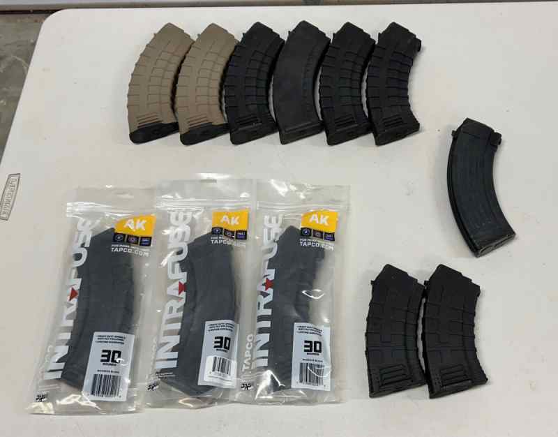 12 AK-47 Magazines mostly Tapco Intrafuse AK