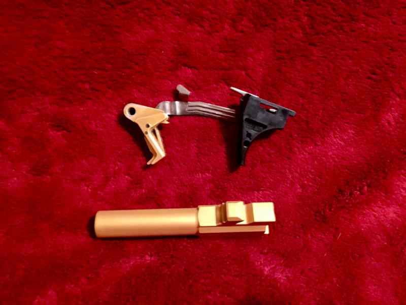 Glock 43 CMC Gold TiN Trigger / Barrel Combo Deal 