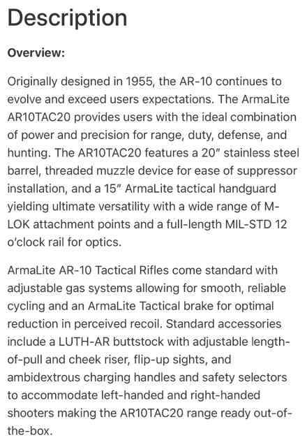 Armalite AR10 TC with  Nikon NightHawk scope 