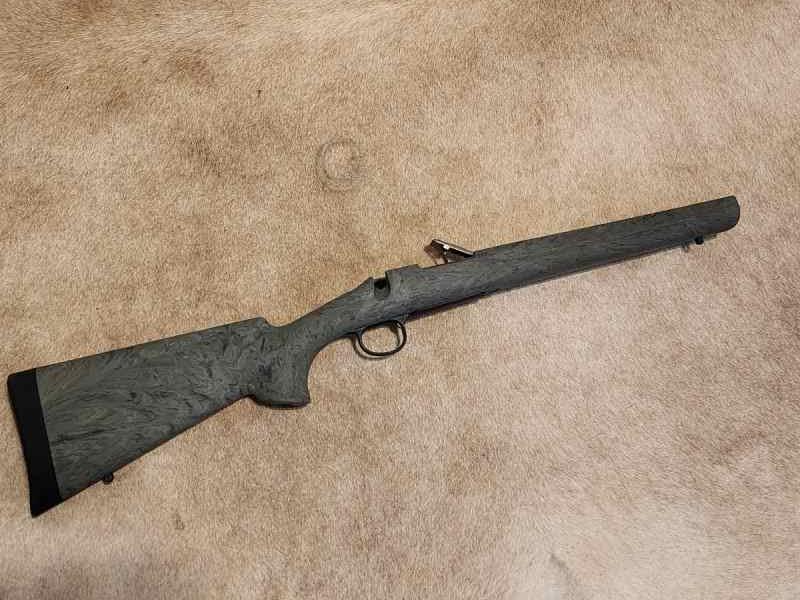 Hogue green over mold stock Remington 700 Short ac