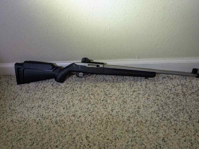 Ruger 10/22 18.5” barrel and upgraded iron sights 