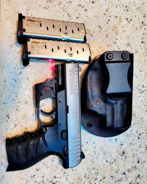 Walther CCP M2 9mm W/Laser, holster, 2 mags-$400