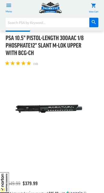 PSA 10.5&quot; Pistol Length 300 Blackout Upper