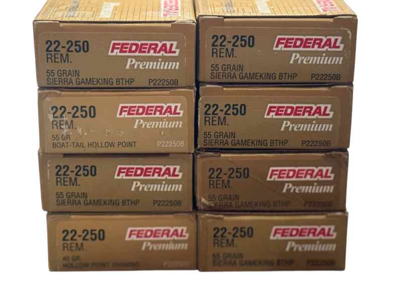 22-250 Rem Ammo, Federal Premium 55g, Sierra Game 